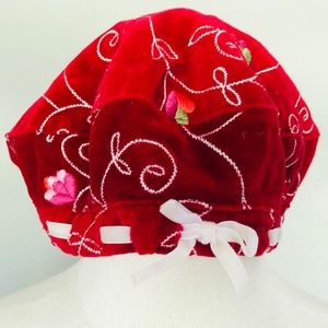 Velvet Embroidered Baby Hat 6 to 12 Months Red Cap The Childrens Place